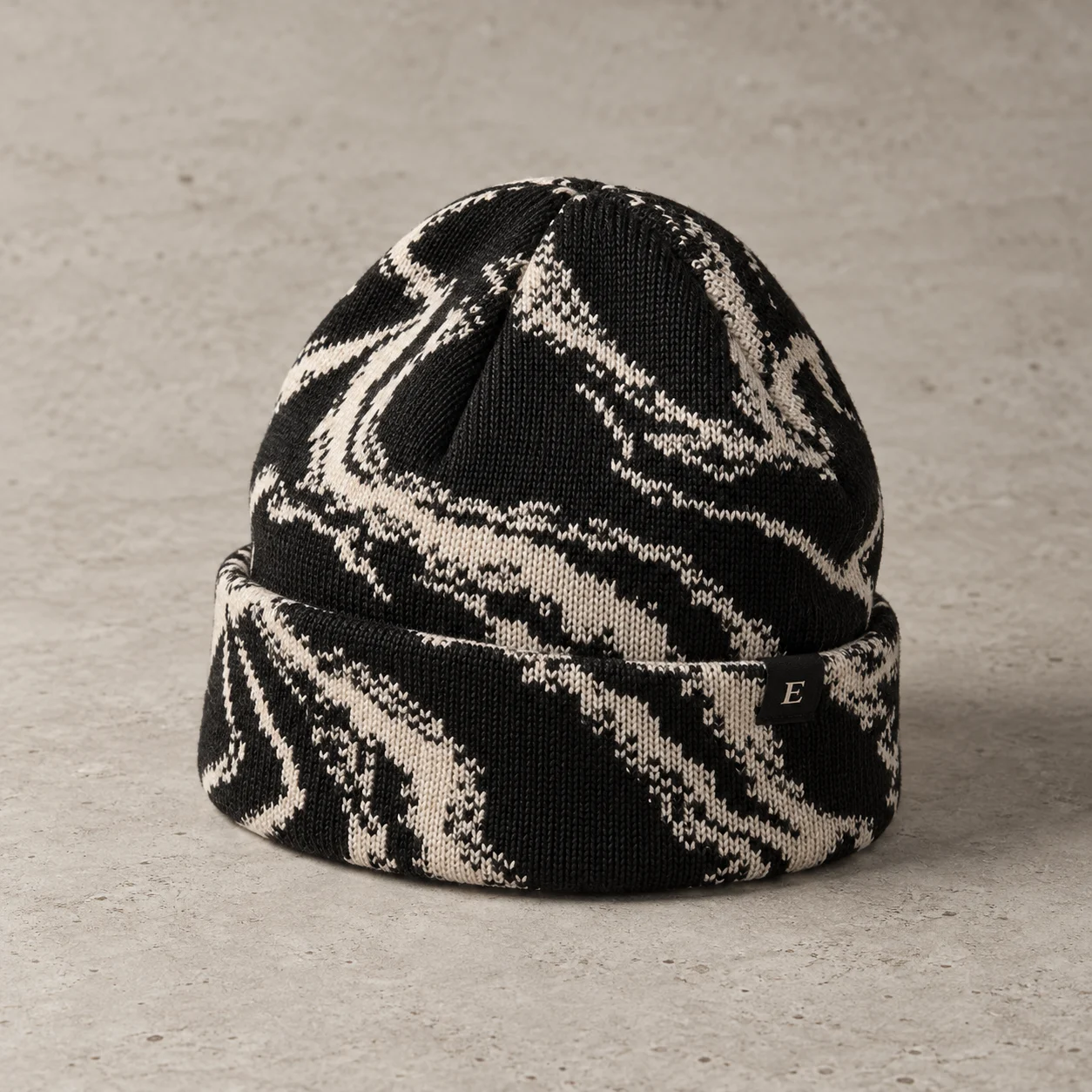 Black / Bone Noise Jacquard Beanie