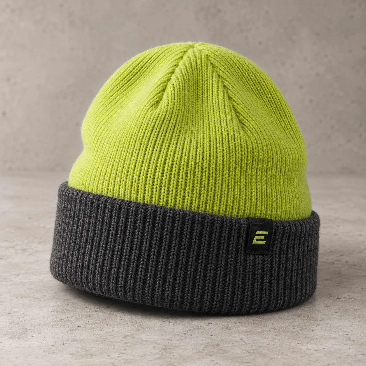 Charcoal / Acid Lime Splitform Wool Beanie