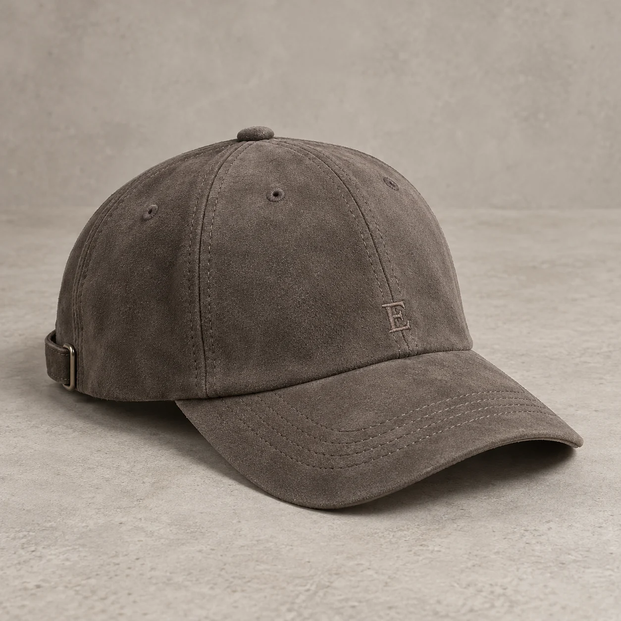 Dark Gray Taupe Edgeform Suede Cap